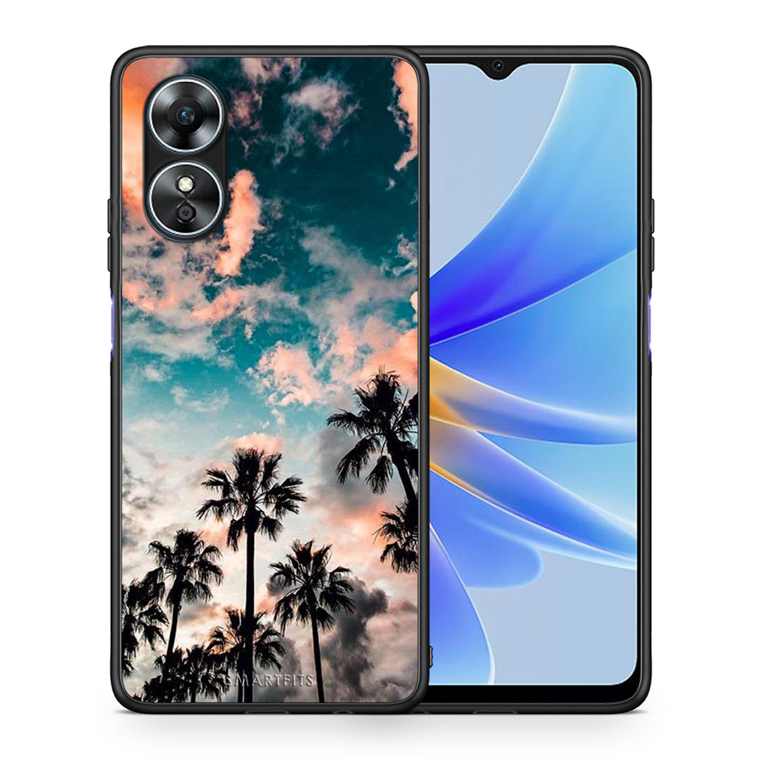 Θήκη Oppo A17 Summer Sky από τη Smartfits με σχέδιο στο πίσω μέρος και μαύρο περίβλημα | Oppo A17 Summer Sky Case with Colorful Back and Black Bezels