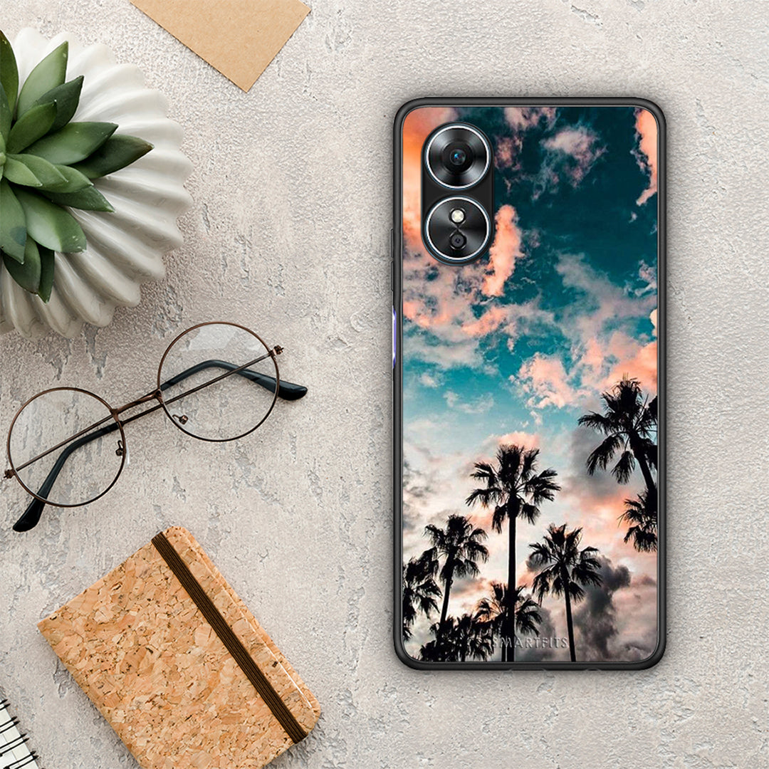 Θήκη Oppo A17 Summer Sky από τη Smartfits με σχέδιο στο πίσω μέρος και μαύρο περίβλημα | Oppo A17 Summer Sky Case with Colorful Back and Black Bezels