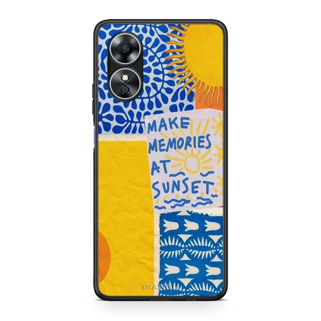 Θήκη Oppo A17 Sunset Memories από τη Smartfits με σχέδιο στο πίσω μέρος και μαύρο περίβλημα | Oppo A17 Sunset Memories Case with Colorful Back and Black Bezels