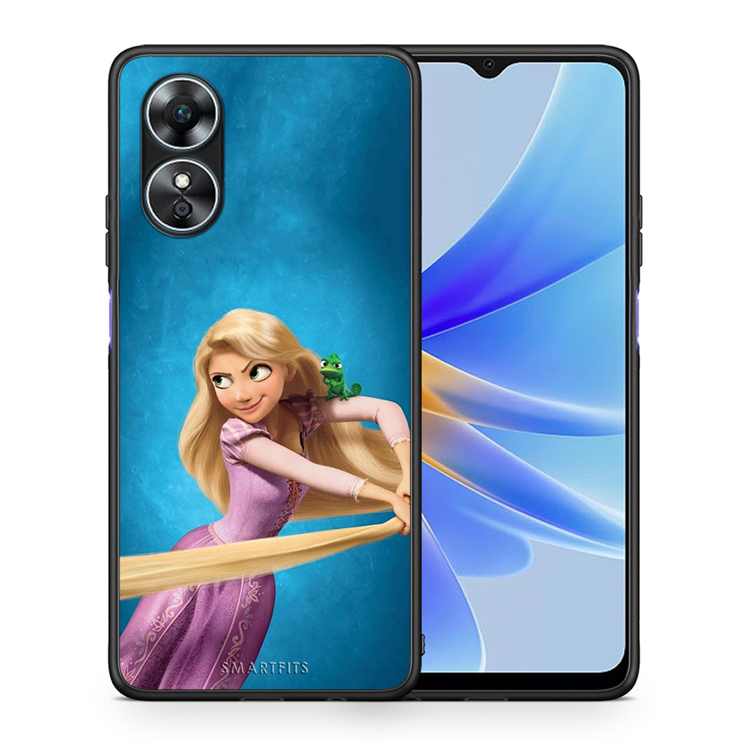 Θήκη Oppo A17 Tangled 2 από τη Smartfits με σχέδιο στο πίσω μέρος και μαύρο περίβλημα | Oppo A17 Tangled 2 Case with Colorful Back and Black Bezels