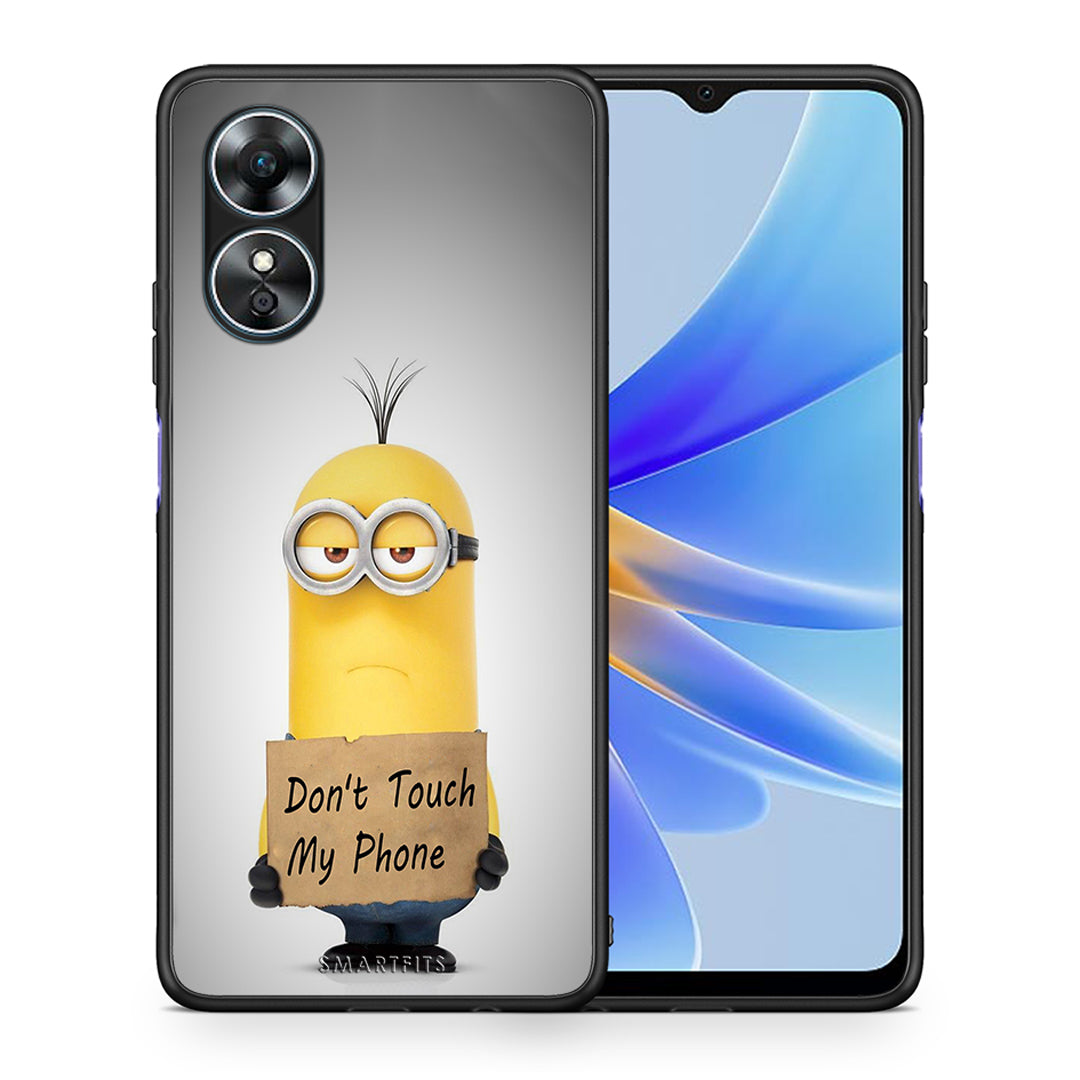 Θήκη Oppo A17 Text Minion από τη Smartfits με σχέδιο στο πίσω μέρος και μαύρο περίβλημα | Oppo A17 Text Minion Case with Colorful Back and Black Bezels