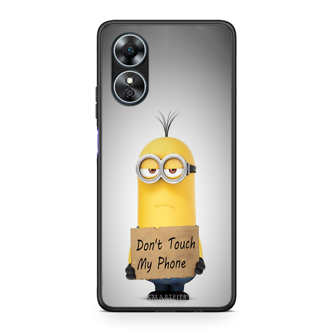 Θήκη Oppo A17 Text Minion από τη Smartfits με σχέδιο στο πίσω μέρος και μαύρο περίβλημα | Oppo A17 Text Minion Case with Colorful Back and Black Bezels