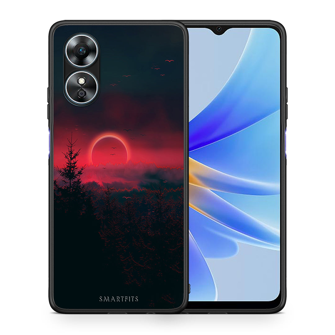 Θήκη Oppo A17 Tropic Sunset από τη Smartfits με σχέδιο στο πίσω μέρος και μαύρο περίβλημα | Oppo A17 Tropic Sunset Case with Colorful Back and Black Bezels