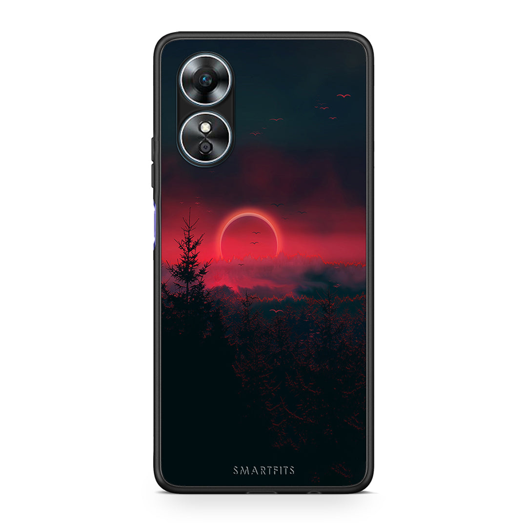 Θήκη Oppo A17 Tropic Sunset από τη Smartfits με σχέδιο στο πίσω μέρος και μαύρο περίβλημα | Oppo A17 Tropic Sunset Case with Colorful Back and Black Bezels