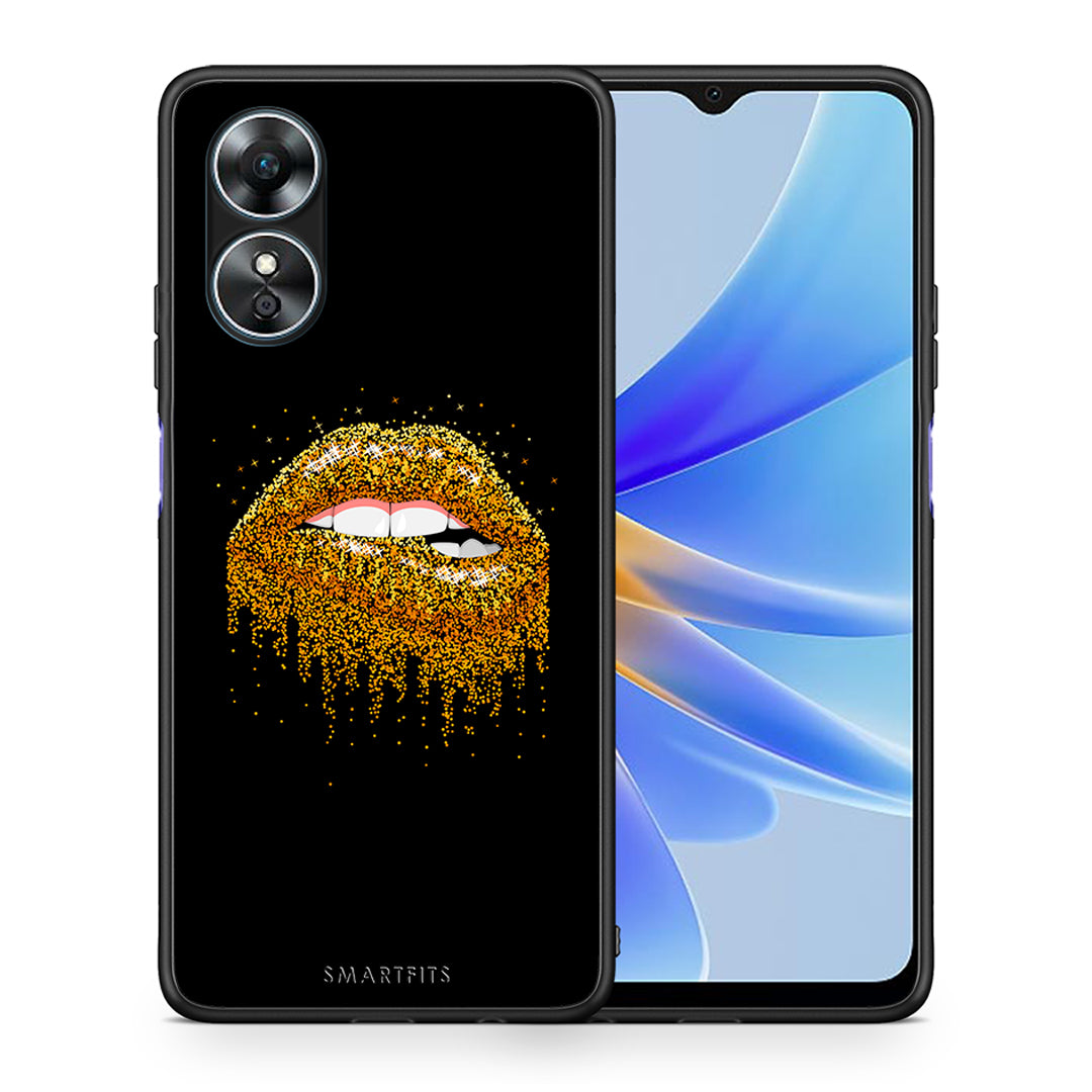 Θήκη Oppo A17 Valentine Golden από τη Smartfits με σχέδιο στο πίσω μέρος και μαύρο περίβλημα | Oppo A17 Valentine Golden Case with Colorful Back and Black Bezels