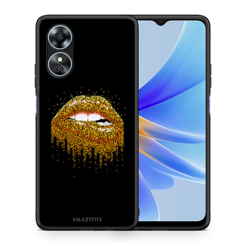 Θήκη Oppo A17 Valentine Golden από τη Smartfits με σχέδιο στο πίσω μέρος και μαύρο περίβλημα | Oppo A17 Valentine Golden Case with Colorful Back and Black Bezels