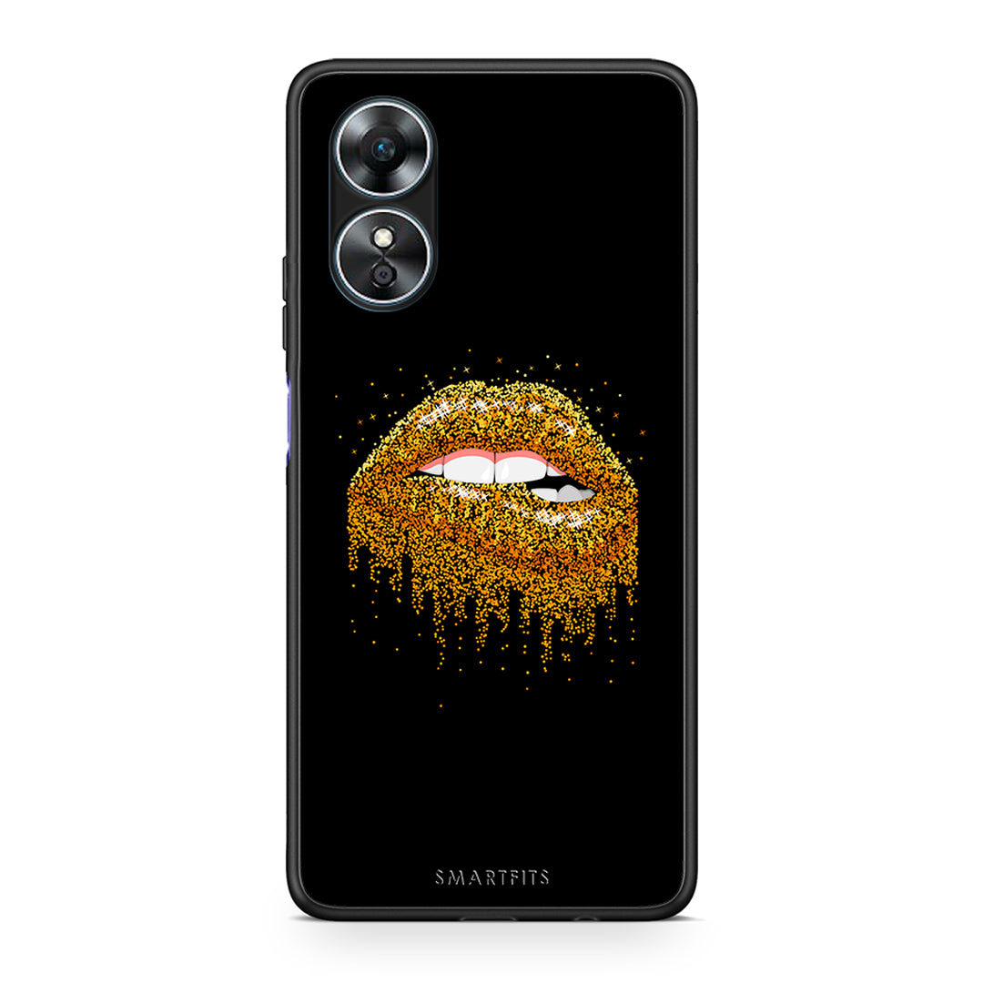 Θήκη Oppo A17 Valentine Golden από τη Smartfits με σχέδιο στο πίσω μέρος και μαύρο περίβλημα | Oppo A17 Valentine Golden Case with Colorful Back and Black Bezels