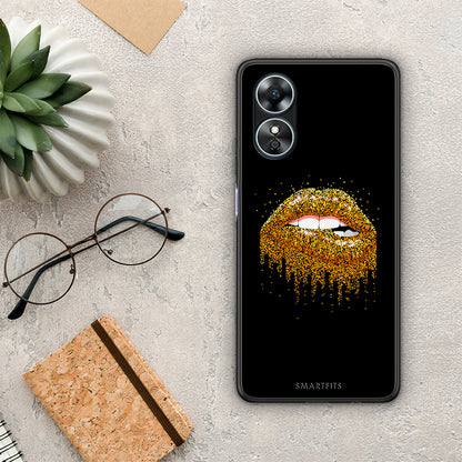 Θήκη Oppo A17 Valentine Golden από τη Smartfits με σχέδιο στο πίσω μέρος και μαύρο περίβλημα | Oppo A17 Valentine Golden Case with Colorful Back and Black Bezels