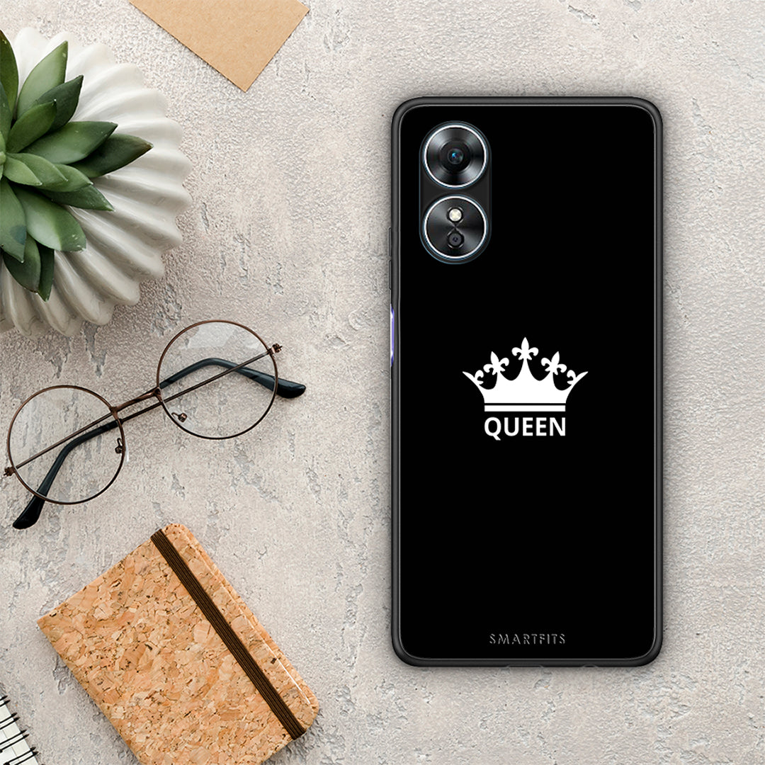 Θήκη Oppo A17 Valentine Queen από τη Smartfits με σχέδιο στο πίσω μέρος και μαύρο περίβλημα | Oppo A17 Valentine Queen Case with Colorful Back and Black Bezels