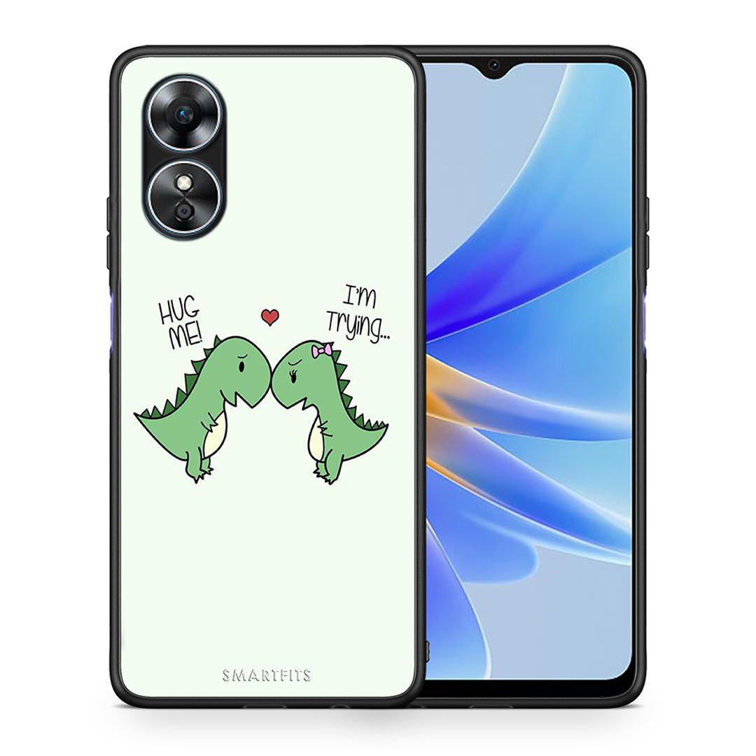 Θήκη Oppo A17 Valentine Rex από τη Smartfits με σχέδιο στο πίσω μέρος και μαύρο περίβλημα | Oppo A17 Valentine Rex Case with Colorful Back and Black Bezels