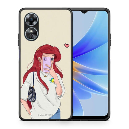 Θήκη Oppo A17 Walking Mermaid από τη Smartfits με σχέδιο στο πίσω μέρος και μαύρο περίβλημα | Oppo A17 Walking Mermaid Case with Colorful Back and Black Bezels