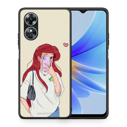 Θήκη Oppo A17 Walking Mermaid από τη Smartfits με σχέδιο στο πίσω μέρος και μαύρο περίβλημα | Oppo A17 Walking Mermaid Case with Colorful Back and Black Bezels