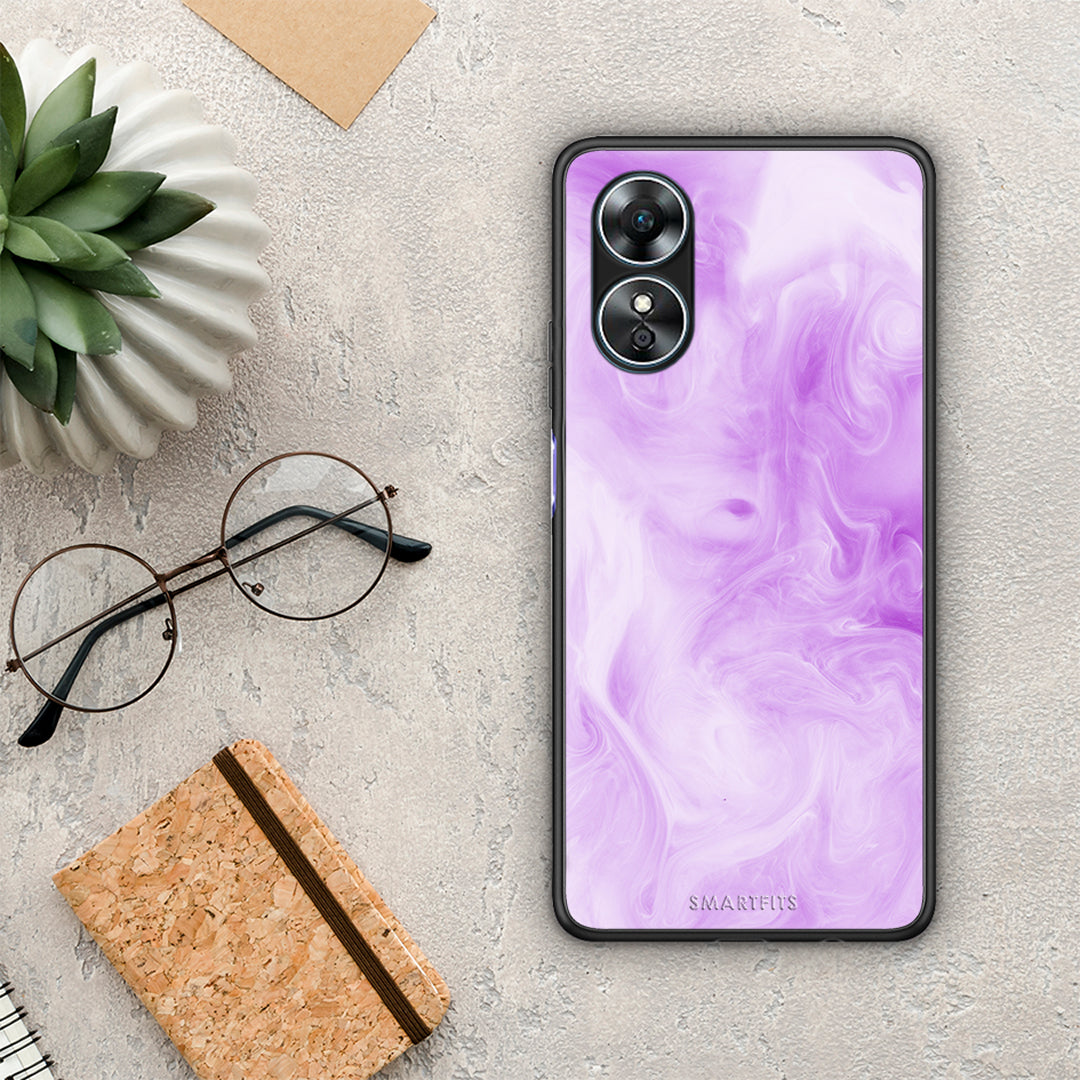 Θήκη Oppo A17 Watercolor Lavender από τη Smartfits με σχέδιο στο πίσω μέρος και μαύρο περίβλημα | Oppo A17 Watercolor Lavender Case with Colorful Back and Black Bezels