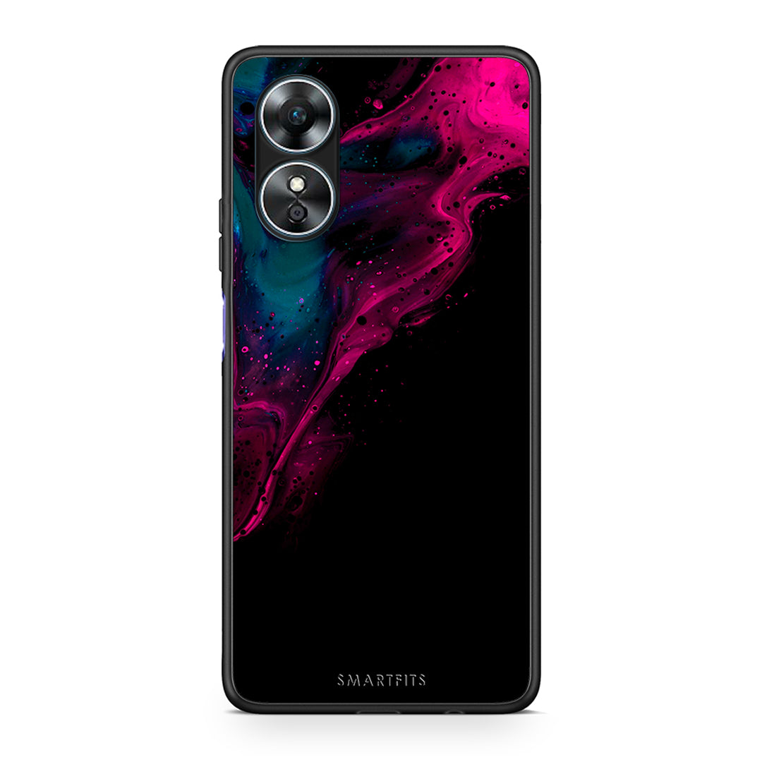 Θήκη Oppo A17 Watercolor Pink Black από τη Smartfits με σχέδιο στο πίσω μέρος και μαύρο περίβλημα | Oppo A17 Watercolor Pink Black Case with Colorful Back and Black Bezels