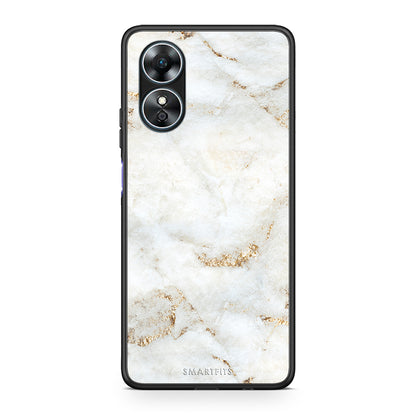Θήκη Oppo A17 White Gold Marble από τη Smartfits με σχέδιο στο πίσω μέρος και μαύρο περίβλημα | Oppo A17 White Gold Marble Case with Colorful Back and Black Bezels