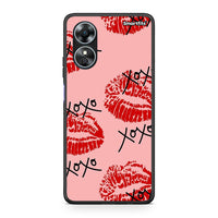 Thumbnail for Θήκη Oppo A17 XOXO Lips από τη Smartfits με σχέδιο στο πίσω μέρος και μαύρο περίβλημα | Oppo A17 XOXO Lips Case with Colorful Back and Black Bezels