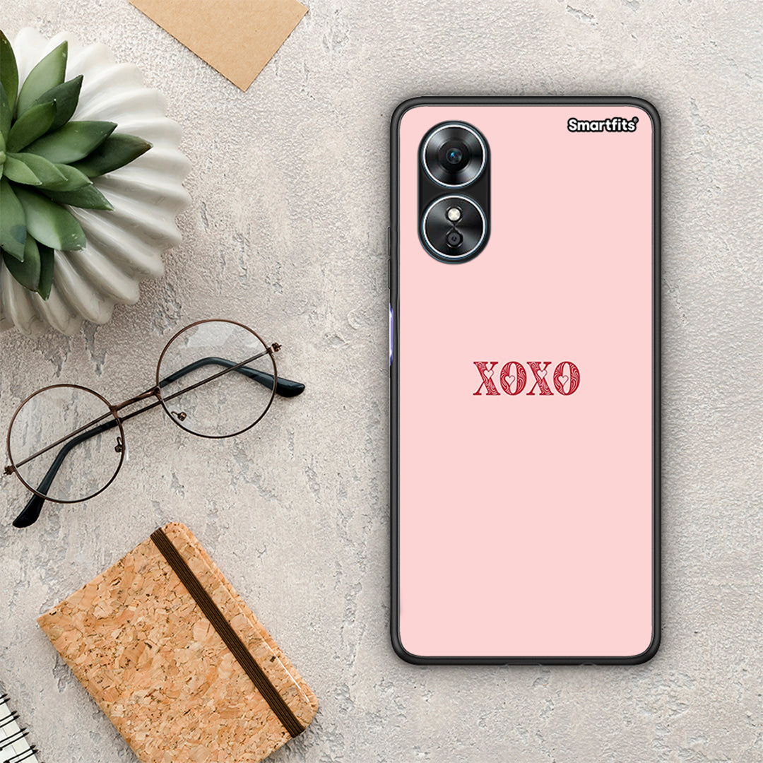 Θήκη Oppo A17 XOXO Love από τη Smartfits με σχέδιο στο πίσω μέρος και μαύρο περίβλημα | Oppo A17 XOXO Love Case with Colorful Back and Black Bezels