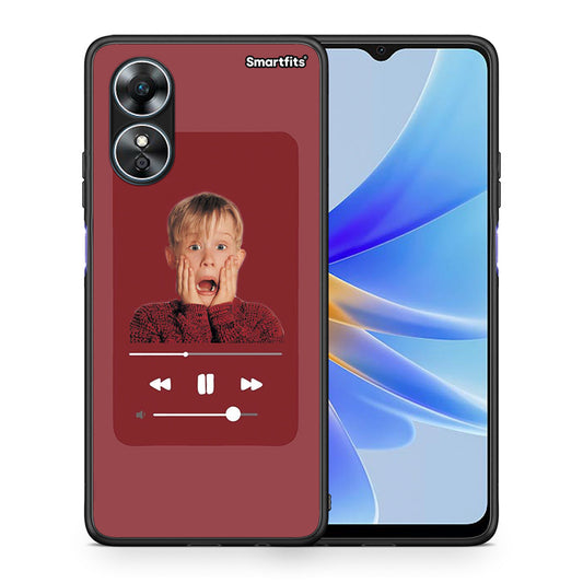 Θήκη Oppo A17 Xmas Alone Music από τη Smartfits με σχέδιο στο πίσω μέρος και μαύρο περίβλημα | Oppo A17 Xmas Alone Music Case with Colorful Back and Black Bezels