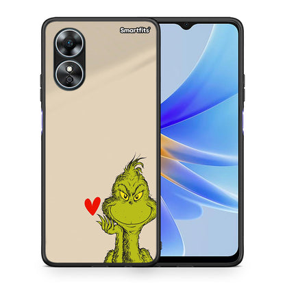 Θήκη Oppo A17 Xmas Grinch από τη Smartfits με σχέδιο στο πίσω μέρος και μαύρο περίβλημα | Oppo A17 Xmas Grinch Case with Colorful Back and Black Bezels