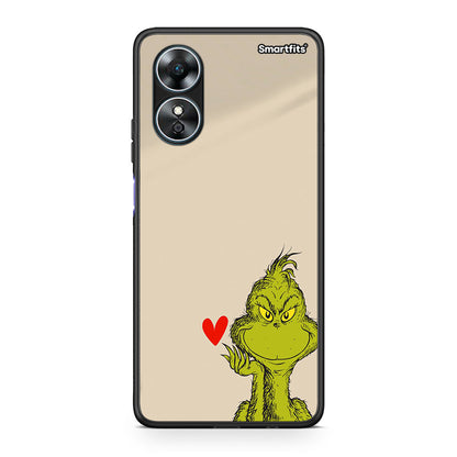 Θήκη Oppo A17 Xmas Grinch από τη Smartfits με σχέδιο στο πίσω μέρος και μαύρο περίβλημα | Oppo A17 Xmas Grinch Case with Colorful Back and Black Bezels