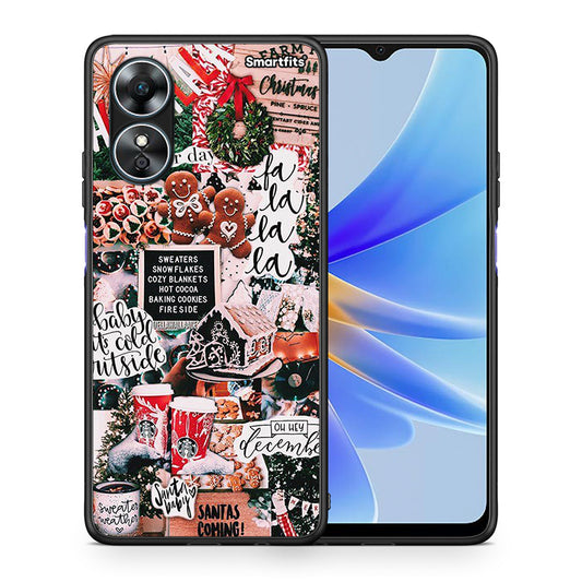Θήκη Oppo A17 Xmas Habbits από τη Smartfits με σχέδιο στο πίσω μέρος και μαύρο περίβλημα | Oppo A17 Xmas Habbits Case with Colorful Back and Black Bezels