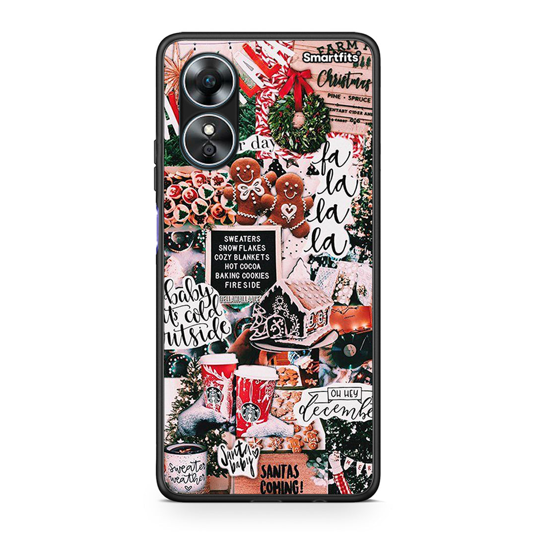 Θήκη Oppo A17 Xmas Habbits από τη Smartfits με σχέδιο στο πίσω μέρος και μαύρο περίβλημα | Oppo A17 Xmas Habbits Case with Colorful Back and Black Bezels