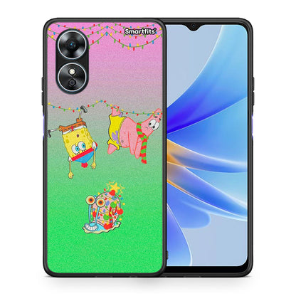 Θήκη Oppo A17 Xmas Lights από τη Smartfits με σχέδιο στο πίσω μέρος και μαύρο περίβλημα | Oppo A17 Xmas Lights Case with Colorful Back and Black Bezels