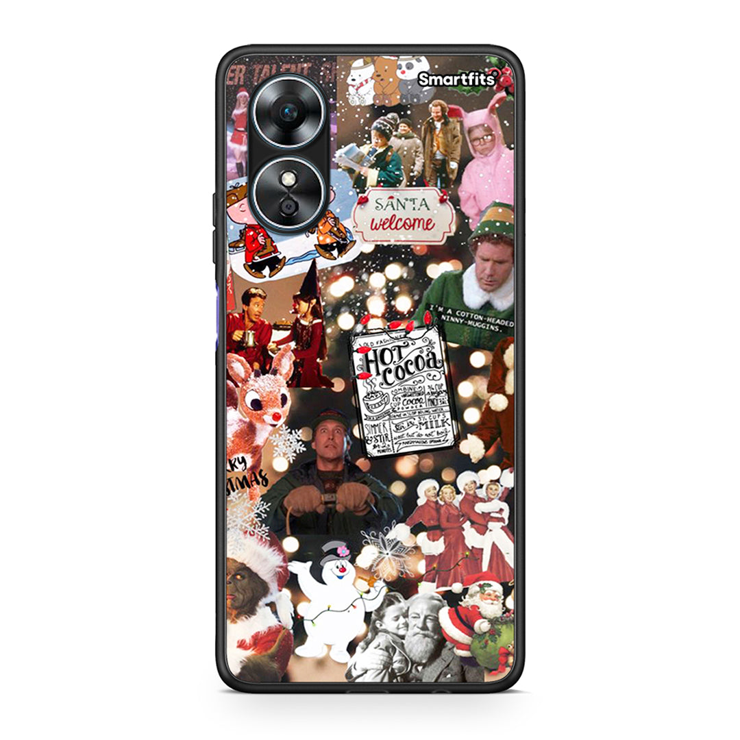 Θήκη Oppo A17 Xmas Movies από τη Smartfits με σχέδιο στο πίσω μέρος και μαύρο περίβλημα | Oppo A17 Xmas Movies Case with Colorful Back and Black Bezels