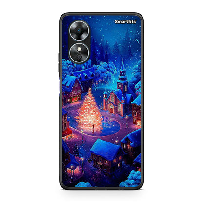 Θήκη Oppo A17 Xmas Village από τη Smartfits με σχέδιο στο πίσω μέρος και μαύρο περίβλημα | Oppo A17 Xmas Village Case with Colorful Back and Black Bezels