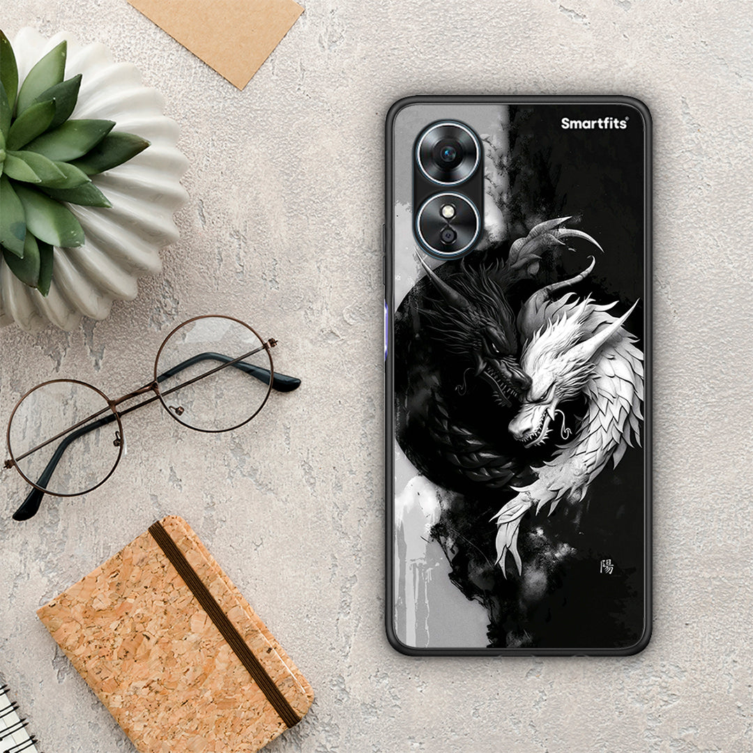 Θήκη Oppo A17 Yin Yang από τη Smartfits με σχέδιο στο πίσω μέρος και μαύρο περίβλημα | Oppo A17 Yin Yang Case with Colorful Back and Black Bezels