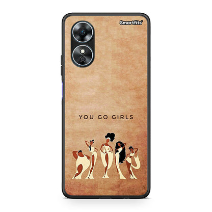 Θήκη Oppo A17 You Go Girl από τη Smartfits με σχέδιο στο πίσω μέρος και μαύρο περίβλημα | Oppo A17 You Go Girl Case with Colorful Back and Black Bezels