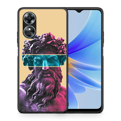 Θήκη Oppo A17 Zeus Art από τη Smartfits με σχέδιο στο πίσω μέρος και μαύρο περίβλημα | Oppo A17 Zeus Art Case with Colorful Back and Black Bezels