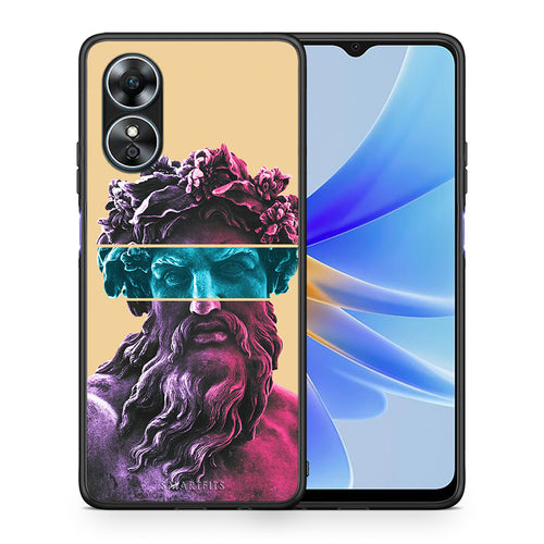 Θήκη Oppo A17 Zeus Art από τη Smartfits με σχέδιο στο πίσω μέρος και μαύρο περίβλημα | Oppo A17 Zeus Art Case with Colorful Back and Black Bezels