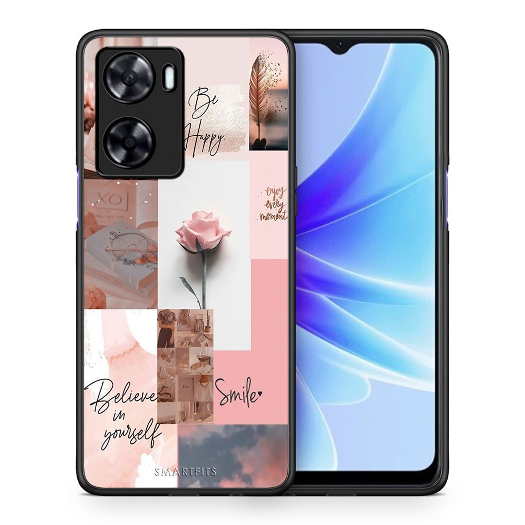 Θήκη Oppo A57s / A77s / A77 Aesthetic Collage από τη Smartfits με σχέδιο στο πίσω μέρος και μαύρο περίβλημα | Oppo A57s / A77s / A77 Aesthetic Collage case with colorful back and black bezels