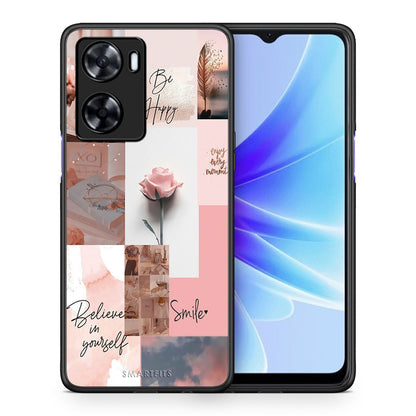 Θήκη Oppo A57s / A77s / A77 Aesthetic Collage από τη Smartfits με σχέδιο στο πίσω μέρος και μαύρο περίβλημα | Oppo A57s / A77s / A77 Aesthetic Collage case with colorful back and black bezels