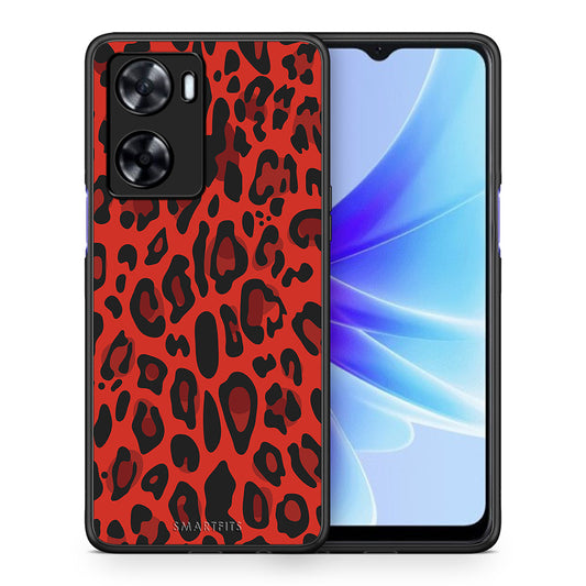 Θήκη Oppo A57s / A77s / A77 Red Leopard Animal από τη Smartfits με σχέδιο στο πίσω μέρος και μαύρο περίβλημα | Oppo A57s / A77s / A77 Red Leopard Animal case with colorful back and black bezels