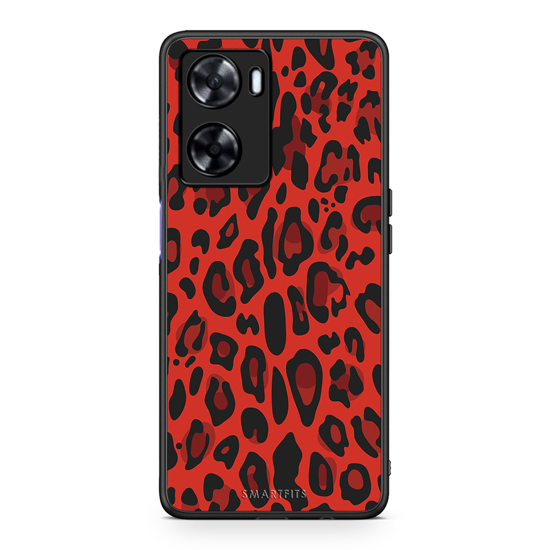 4 - Oppo A57s / A77s / A58 / OnePlus Nord N20 SE Red Leopard Animal case, cover, bumper