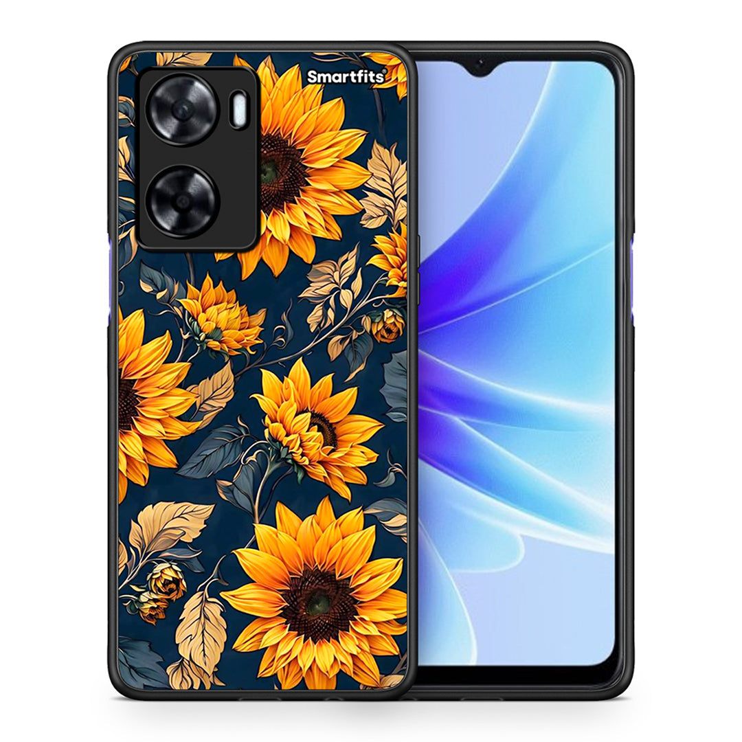 Θήκη Oppo A57s / A77s / A77 Autumn Sunflowers από τη Smartfits με σχέδιο στο πίσω μέρος και μαύρο περίβλημα | Oppo A57s / A77s / A77 Autumn Sunflowers case with colorful back and black bezels