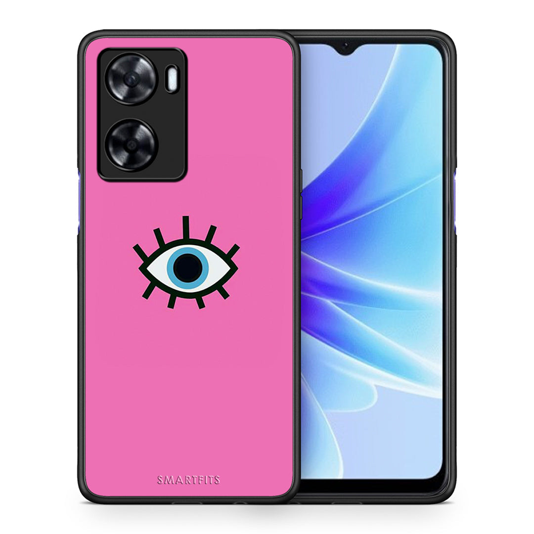 Θήκη Oppo A57s / A77s / A58 / OnePlus Nord N20 SE Blue Eye Pink από τη Smartfits με σχέδιο στο πίσω μέρος και μαύρο περίβλημα | Oppo A57s / A77s / A58 / OnePlus Nord N20 SE Blue Eye Pink case with colorful back and black bezels
