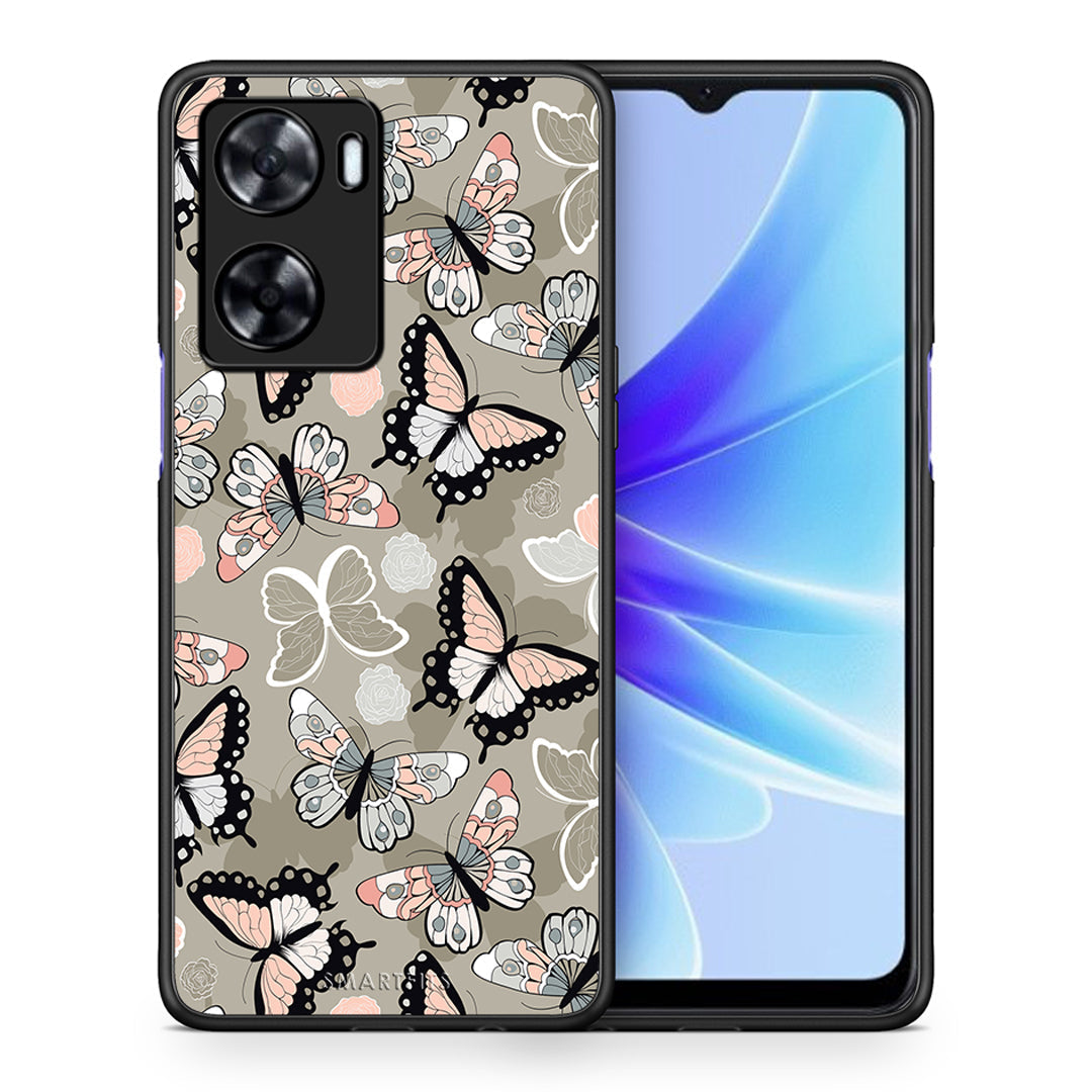 Θήκη Oppo A57s / A77s / A58 / OnePlus Nord N20 SE Butterflies Boho από τη Smartfits με σχέδιο στο πίσω μέρος και μαύρο περίβλημα | Oppo A57s / A77s / A58 / OnePlus Nord N20 SE Butterflies Boho case with colorful back and black bezels