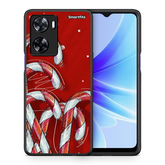 Θήκη Oppo A57s / A77s / A58 / OnePlus Nord N20 SE Candy Cane από τη Smartfits με σχέδιο στο πίσω μέρος και μαύρο περίβλημα | Oppo A57s / A77s / A58 / OnePlus Nord N20 SE Candy Cane case with colorful back and black bezels