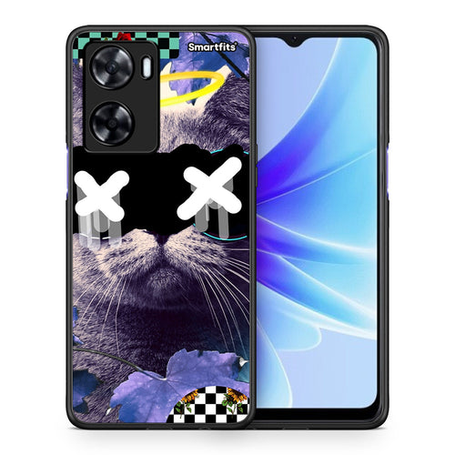 Θήκη Oppo A57s / A77s / A77 Cat Collage από τη Smartfits με σχέδιο στο πίσω μέρος και μαύρο περίβλημα | Oppo A57s / A77s / A77 Cat Collage case with colorful back and black bezels