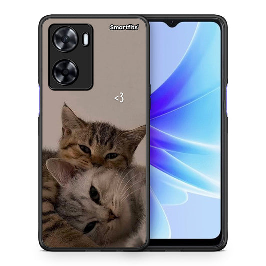 Θήκη Oppo A57s / A77s / A58 / OnePlus Nord N20 SE Cats In Love από τη Smartfits με σχέδιο στο πίσω μέρος και μαύρο περίβλημα | Oppo A57s / A77s / A58 / OnePlus Nord N20 SE Cats In Love case with colorful back and black bezels