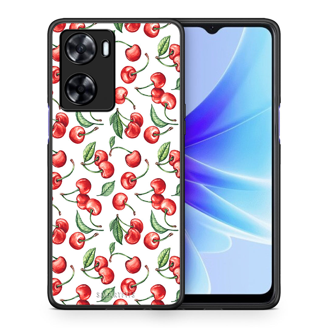 Θήκη Oppo A57s / A77s / A77 Cherry Summer από τη Smartfits με σχέδιο στο πίσω μέρος και μαύρο περίβλημα | Oppo A57s / A77s / A77 Cherry Summer case with colorful back and black bezels