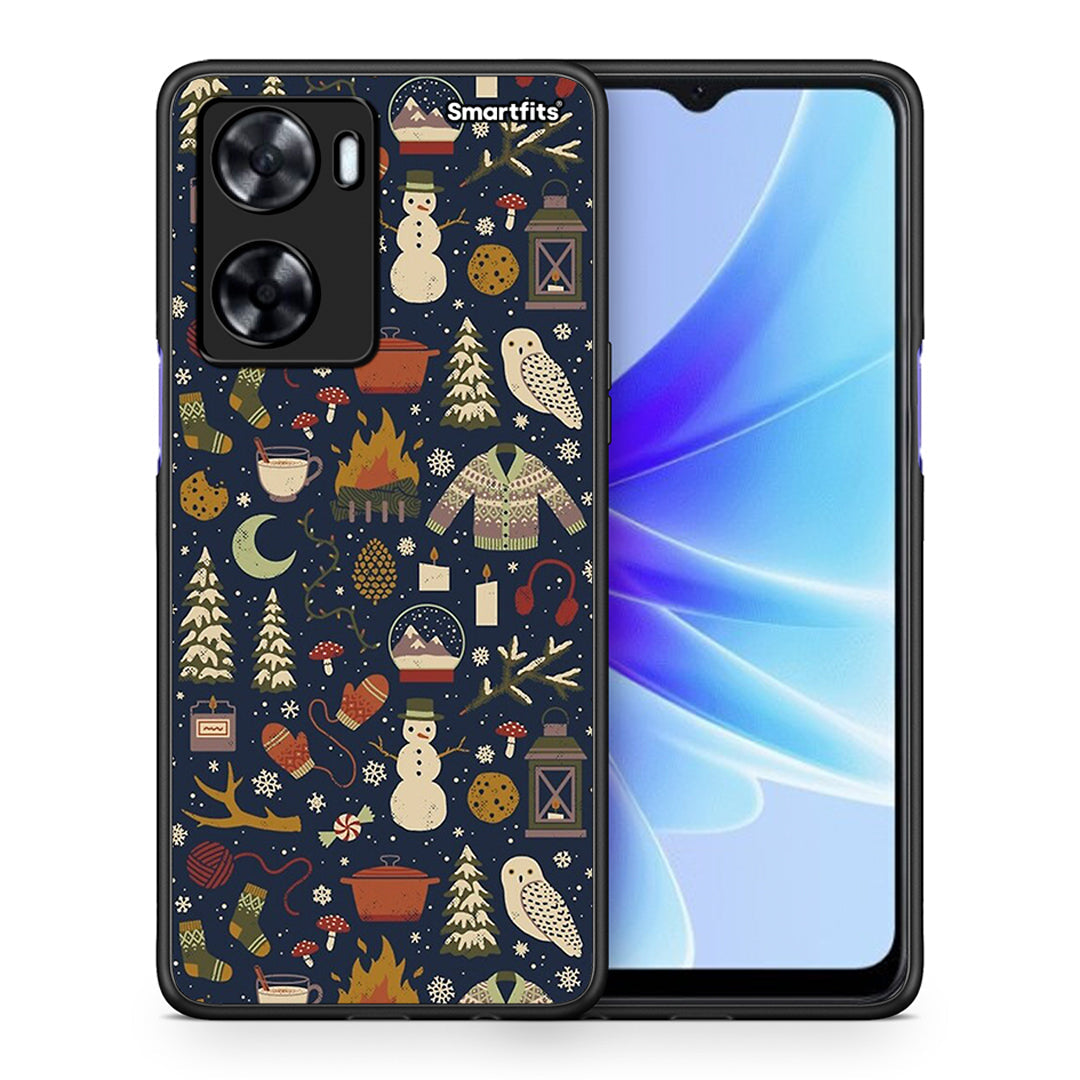 Θήκη Oppo A57s / A77s / A77 Christmas Elements από τη Smartfits με σχέδιο στο πίσω μέρος και μαύρο περίβλημα | Oppo A57s / A77s / A77 Christmas Elements case with colorful back and black bezels