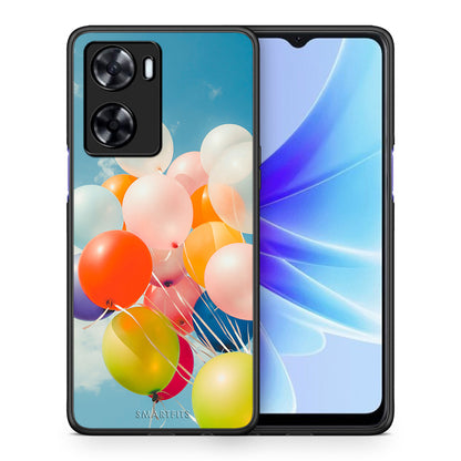 Θήκη Oppo A57s / A77s / A77 Colorful Balloons από τη Smartfits με σχέδιο στο πίσω μέρος και μαύρο περίβλημα | Oppo A57s / A77s / A77 Colorful Balloons case with colorful back and black bezels