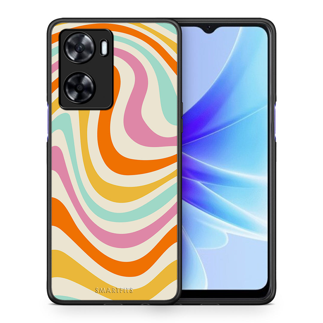 Θήκη Oppo A57s / A77s / A77 Colourful Waves από τη Smartfits με σχέδιο στο πίσω μέρος και μαύρο περίβλημα | Oppo A57s / A77s / A77 Colourful Waves case with colorful back and black bezels