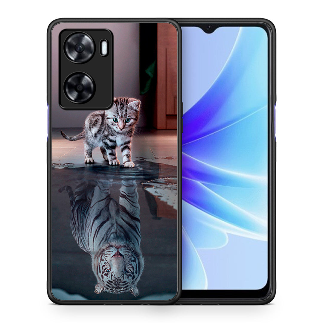 Θήκη Oppo A57s / A77s / A58 / OnePlus Nord N20 SE Tiger Cute από τη Smartfits με σχέδιο στο πίσω μέρος και μαύρο περίβλημα | Oppo A57s / A77s / A58 / OnePlus Nord N20 SE Tiger Cute case with colorful back and black bezels