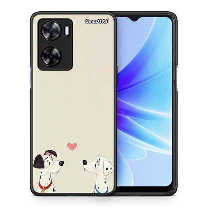 Θήκη Oppo A57s / A77s / A77 Dalmatians Love από τη Smartfits με σχέδιο στο πίσω μέρος και μαύρο περίβλημα | Oppo A57s / A77s / A77 Dalmatians Love case with colorful back and black bezels