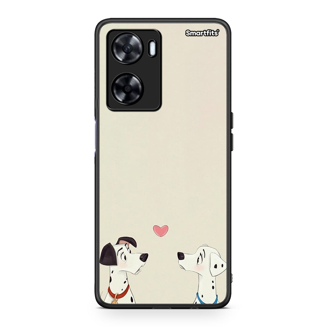 Oppo A57s / A77s / A58 / OnePlus Nord N20 SE Dalmatians Love θήκη από τη Smartfits με σχέδιο στο πίσω μέρος και μαύρο περίβλημα | Smartphone case with colorful back and black bezels by Smartfits